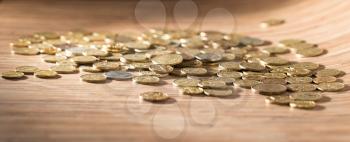 coins on the table as a background
