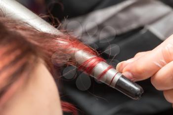 curls of hair in a beauty salon