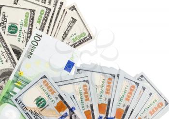Euro and dollar on a white background