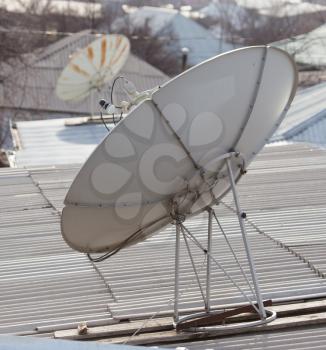 parabolic antenna on the roof