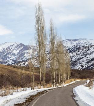 winter road in the mountains of Kazakhstan