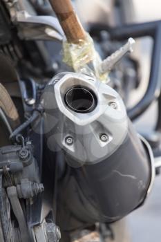 beautiful detail of the motorcycle. exhaust pipe