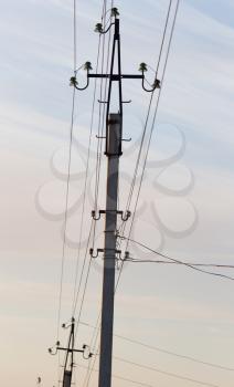electric pole at sunrise sun