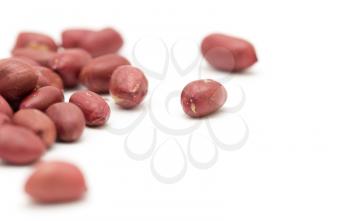 Peanuts on a white background. close