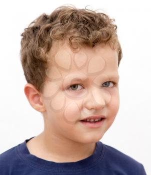 Portrait of a boy on a white background