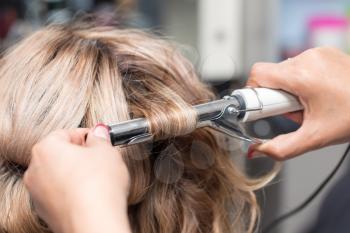 Female Hairstyles on curling in a beauty salon