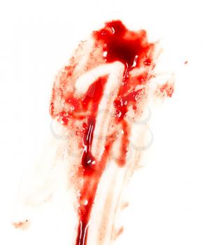 smeared red blood on white background