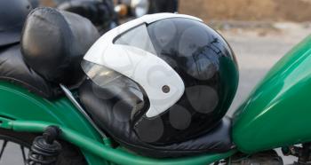 biker helmet on a motorcycle