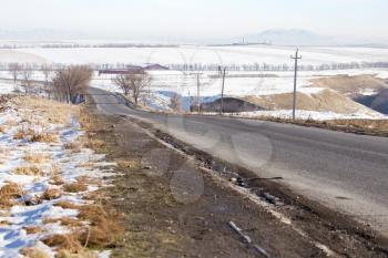 asphalt road in winter