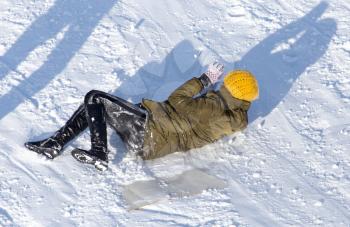 girl fell in the snow