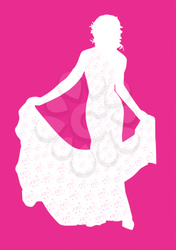 Royalty Free Clipart Image of a Bride on a Pink Background