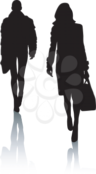 Royalty Free Clipart Image of Two Silhouettes