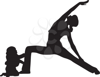 Royalty Free Clipart Image of a Woman Doing Yoga With a Baby