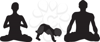 Royalty Free Clipart Image of a Family Doing Yoga