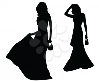 Royalty Free Clipart Image of Women in Gowns