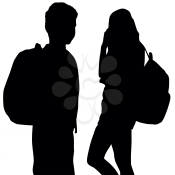 Royalty Free Clipart Image of a Boy and Girl With Backpacks