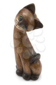 Royalty Free Photo of a Wooden Cat Statue