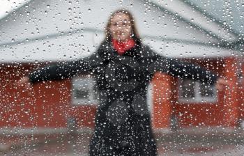 Royalty Free Photo of a Woman in the Rain