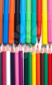 Royalty Free Photo of a Bunch of Pencil Crayons