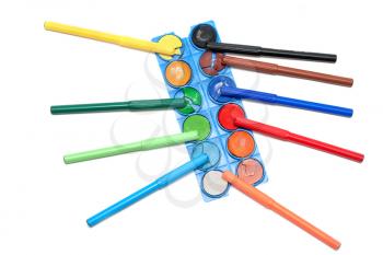 Royalty Free Photo of a Paint Palette and Markers