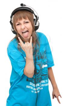 Royalty Free Photo of a Woman Wearing Headphones