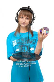 Royalty Free Photo of a Woman Wearing Headphones