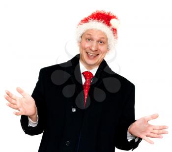 Royalty Free Photo of a Man Wearing a Santa Hat