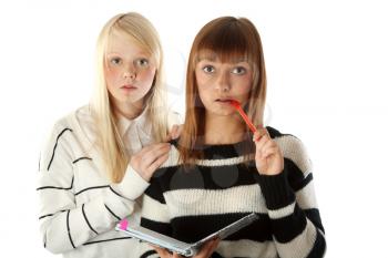 Royalty Free Photo of Two Girls With a Diary