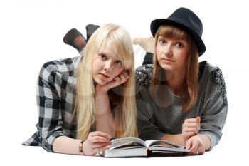 Royalty Free Photo of Two Young Girls With a Book