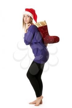 Royalty Free Photo of a Girl in a Santa Hat