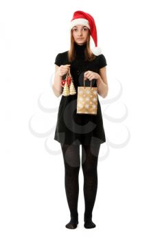 Royalty Free Photo of a Girl Holding a Christmas Present