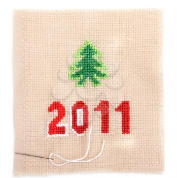 Royalty Free Photo of an Embroidered Christmas Design