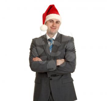 Royalty Free Photo of a Man Wearing a Santa Hat