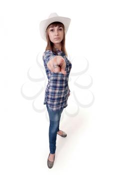 Royalty Free Photo of a Girl Wearing a Cowboy Hat