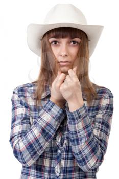 Royalty Free Photo of a Girl in a Cowboy Hat