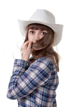Royalty Free Photo of a Girl in a Cowboy Hat