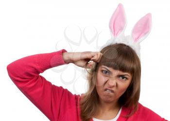 Royalty Free Photo of a Woman in Bunny Ears
