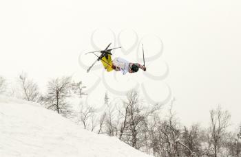 Royalty Free Photo of a Skier Doing a Backflip