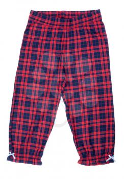 The red plaid pajama pants isolated on white