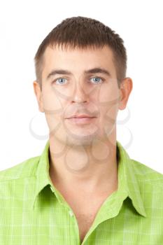 portrait of young man handsome face over white background