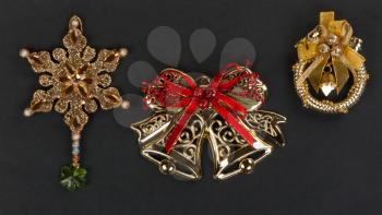 Christmas ornaments and decorations on a dark background