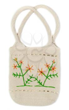 ladies handbag with embroidery, crocheted