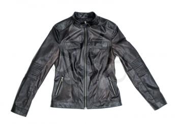 women's leather jacket isolated on white background
