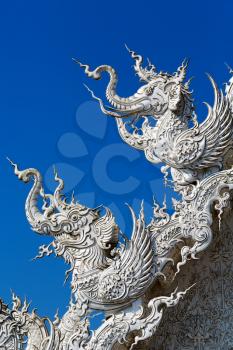 Close up detail of the White Temple Chiang Rai Northern Thailand