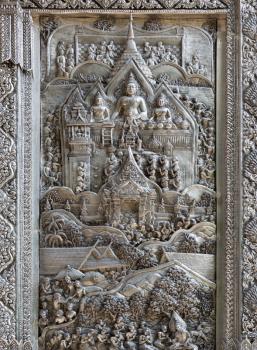 Silver Struck panels in silver temple Wat Sri Suphan, Chiang Mai