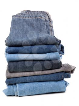 stack of blue jeans shade isolated on white background