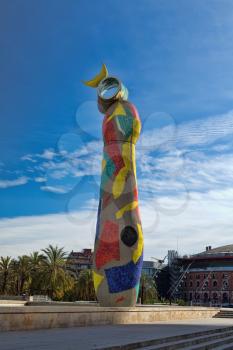 Dona i Ocell, Sculpture Woman and Bird, Parc Joan Miro, in Barcelona