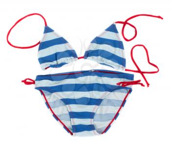 blue striped swimsuit on a white background