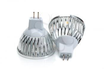 Two LED bulbs MR16. Isolate on white background