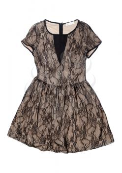 Beige dress with lace. Isolate on white.